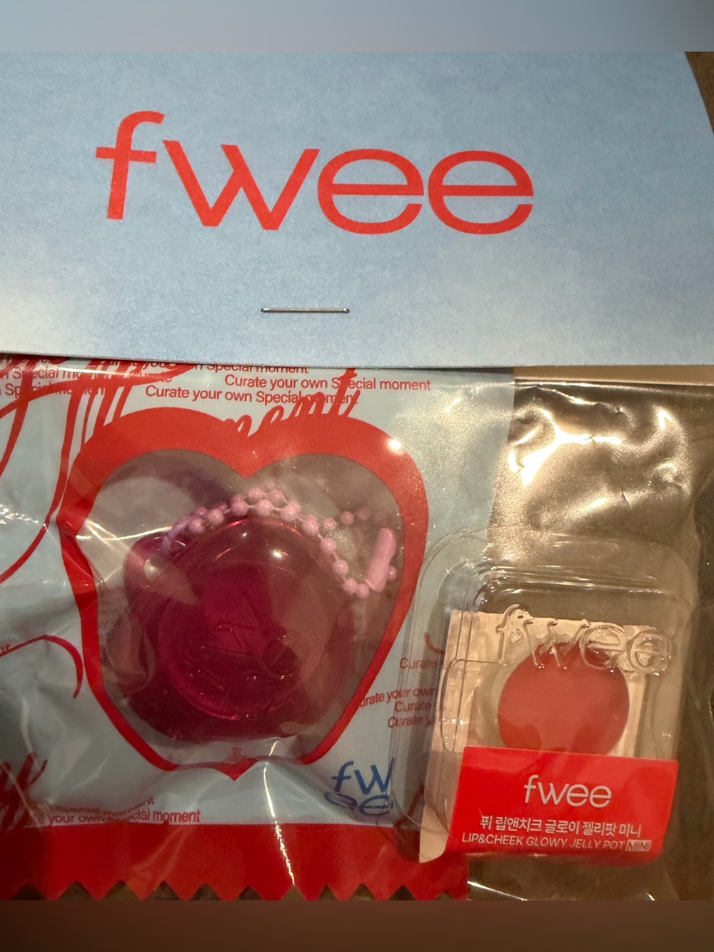 Blue & Red Jelly Pot Keychain Set — Heart Pod Charm